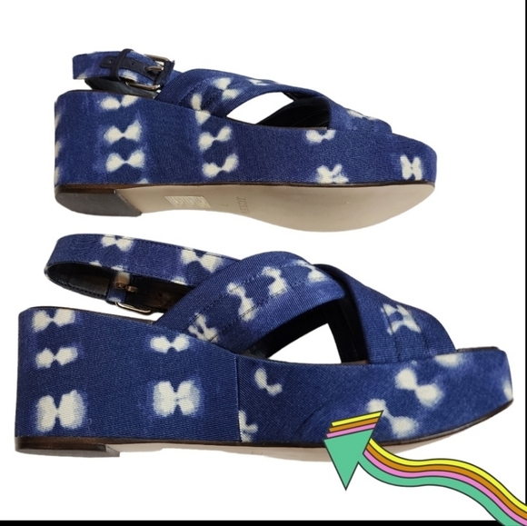 NWOB J. Crew batik fabric wedge slingback platform sandals. - Picture 17 of 17